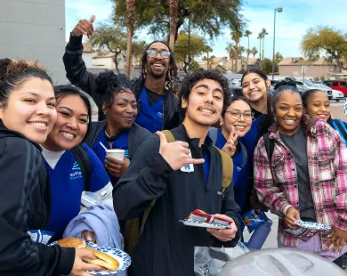 Health career training students in Las Vegas enjoying campus life at Northwest Career College