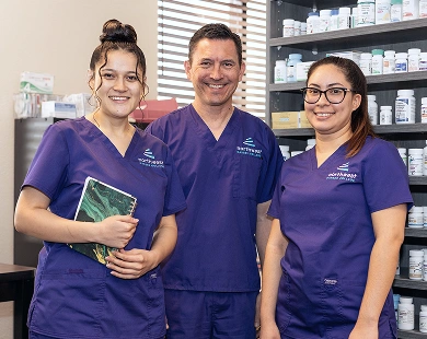 Pharmacy Tech training students in Las Vegas at Northwest Career College pharmacy lab